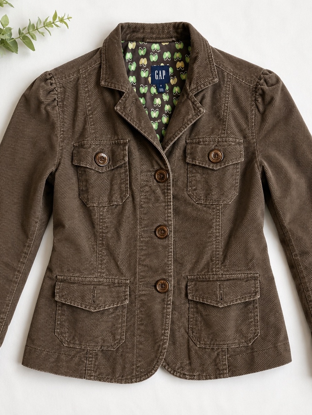GAP Women's Brown Corduroy Button-Front Jacket